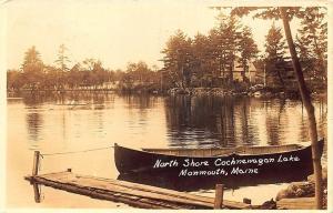 Monmouth ME North Shore Cochnewagan Lake Canoe 1934 RPPC Postcard