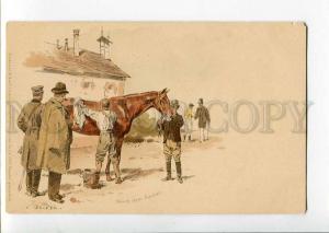 270551 After HORSE Racing by BECKER Vintage Meissner #1003 PC