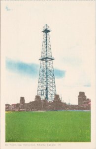 Oil Fields near Edmonton Alberta Pioneer Grain Elevators Unused Postcard H55