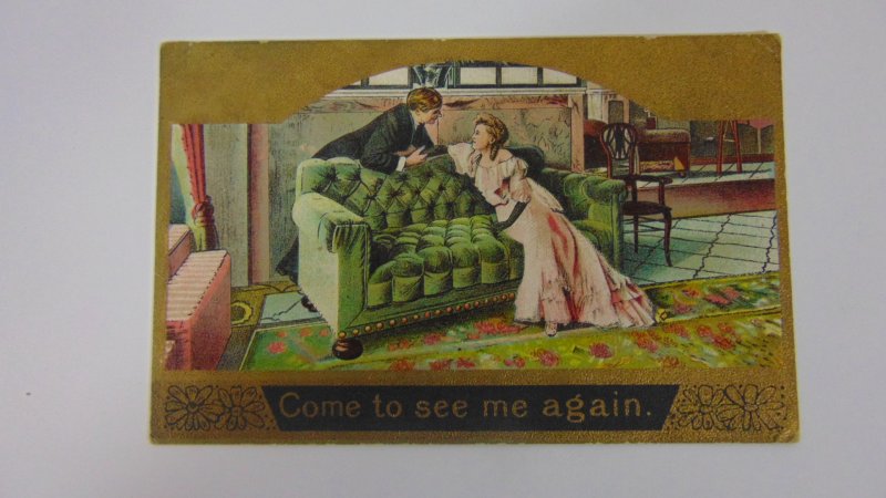 Antique 1909 Come to see me again Couple Postcard