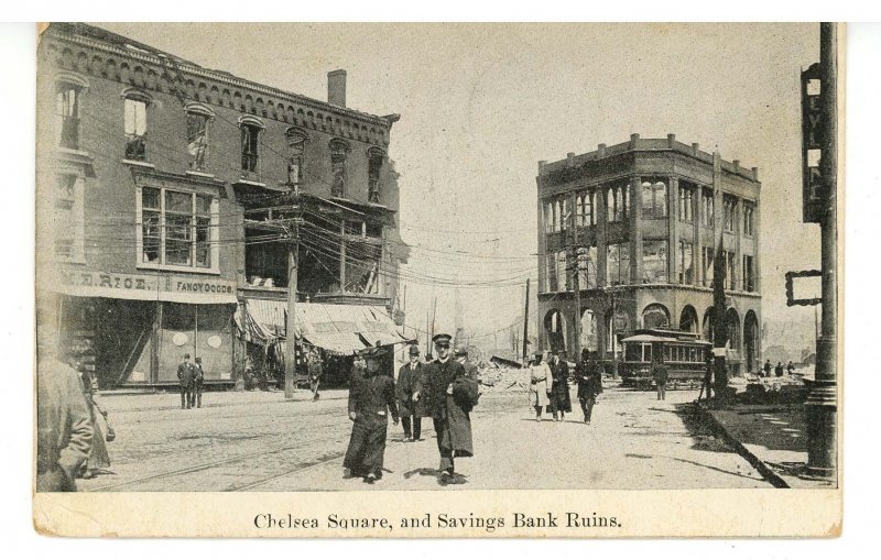 MA - Chelsea. Fire Ruins Apr. 12, 1908. Chelsea Square & Savings Bank