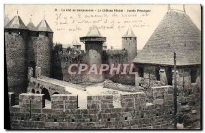 Old Postcard Cite De Carcassonne Le Chateau Feodal Main Entree