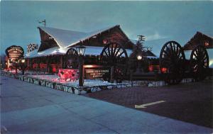 San Gabriel California~Clearman's North Woods Inn @ Night~Wagon Wheels~1950s Pc