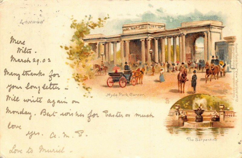 Raphael Tuck View Post Card #12 Hyde Park Corner 1902 Early Postcard