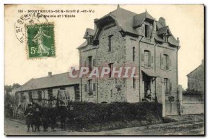 Old Postcard Montreuil Sur Ille The Mairire and L School Children