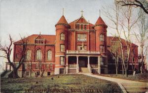 Sioux City Iowa~St Joseph's Hospital~Statue Above Entrance~c1910 Postcard