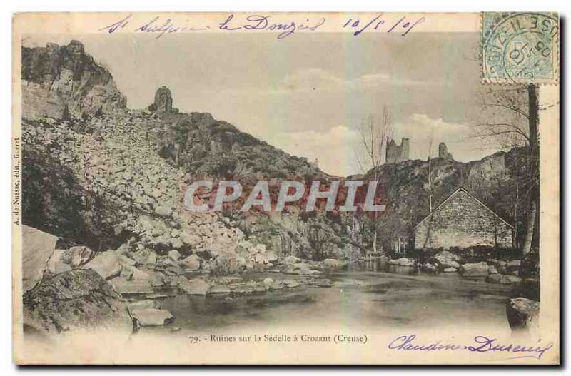 Old Postcard Ruins on Sedelle has Crozant Creuse