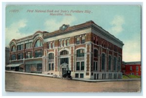 c1910's First National Bank And Stein's Furniture Building Muscatine IA Postcard