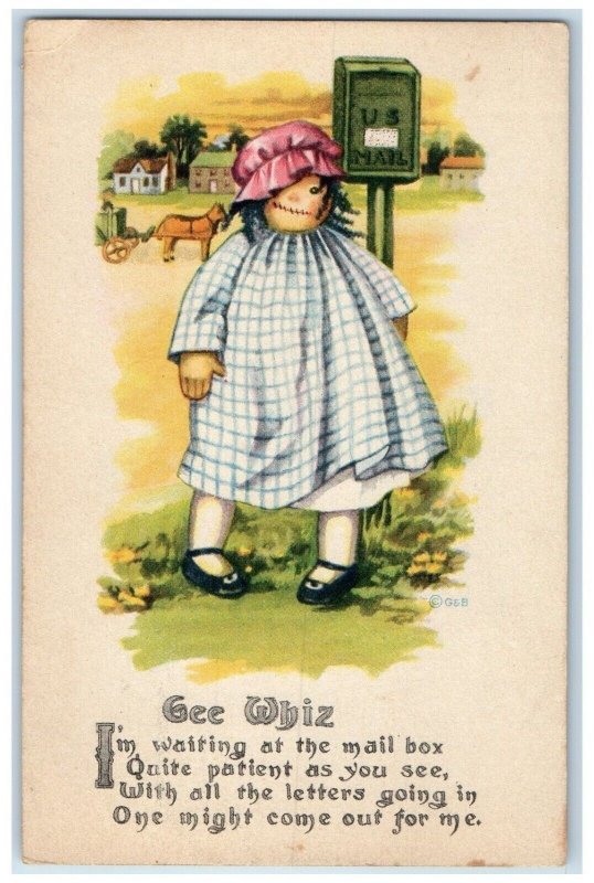 c1910's Gee Whiz Waiting At The Mail Box US Mail Elgin Illinois IL Postcard