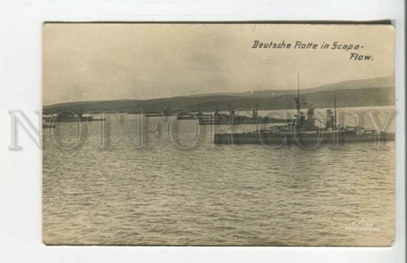 477389 WWI German fleet at Scapa Flow Vintage photo postcard