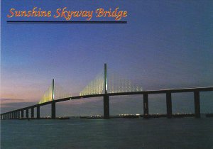 Sunshine Skyway Bridge At Night Tampa Bay Florida