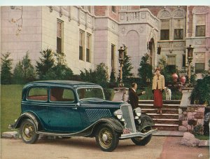 1933 Ford Model 40 V8 Tudor Sedan Vintage Postcard (corner stain)