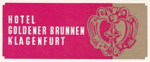 Austria Klagenfurt Hotel Goldener Brunnen Vintage Luggage Label sk3552