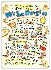 Please Come Visit Wisconsin c1995 Postcard Continental View Card