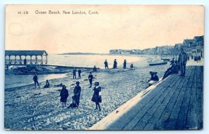 NEW LONDON, CT Connecticut ~ OCEAN BEACH Scene c1900s Postcard