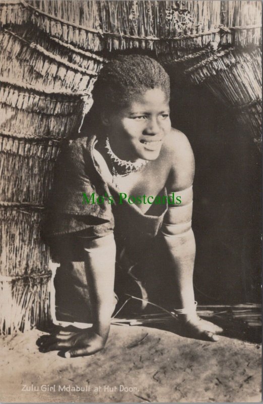 Africa Postcard - Zulu Girl Mdabuli at Hut Door  RS35795