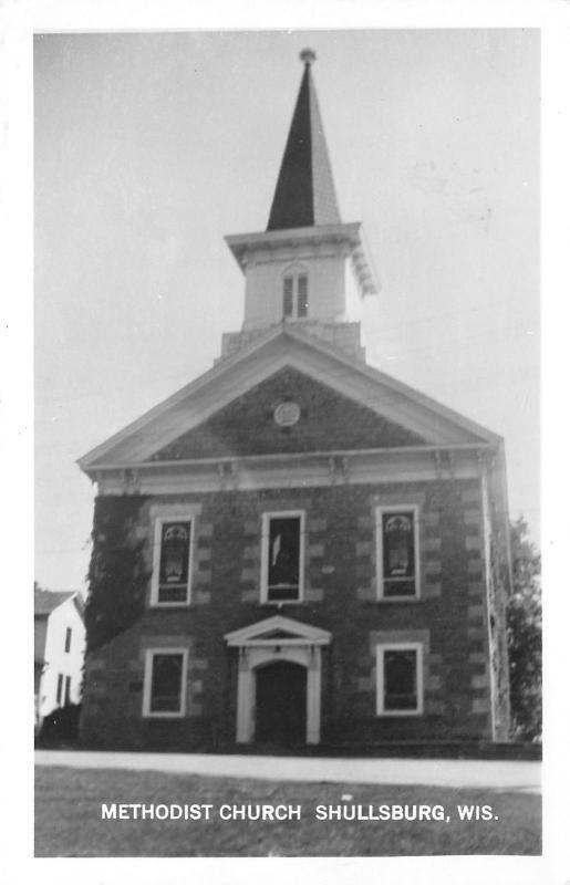 Shullsburg Wisconsin~Methodist Church~1954 Real Photo Postcard~RPPC 