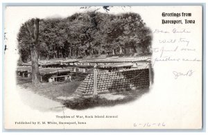 Davenport Iowa IA Postcard Trophies War Rock Island Arsenal 1906 Vintage Antique