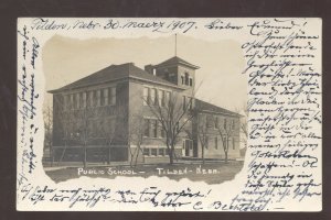 RPPC TILDEN NEBRASKA PUBLIC SCHOOL BUILDING 1907 VINTAGE REAL PHOTO POSTCARD