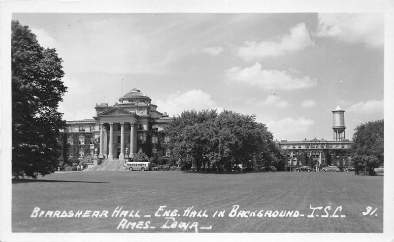 Ames Iowa State University/College~Beardshear Hall~Engineer Hall~Bus~1940s RPPC