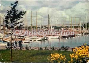 Postcard Modern Colors in Brittany La Trinite on the Sea Marina and the bridg...