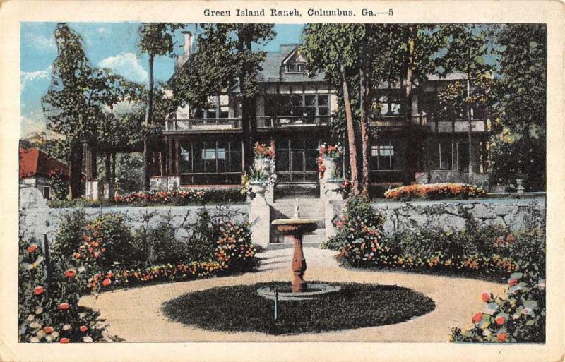 Columbus Georgia Green Island Ranch Entrance Antique Postcard K67847