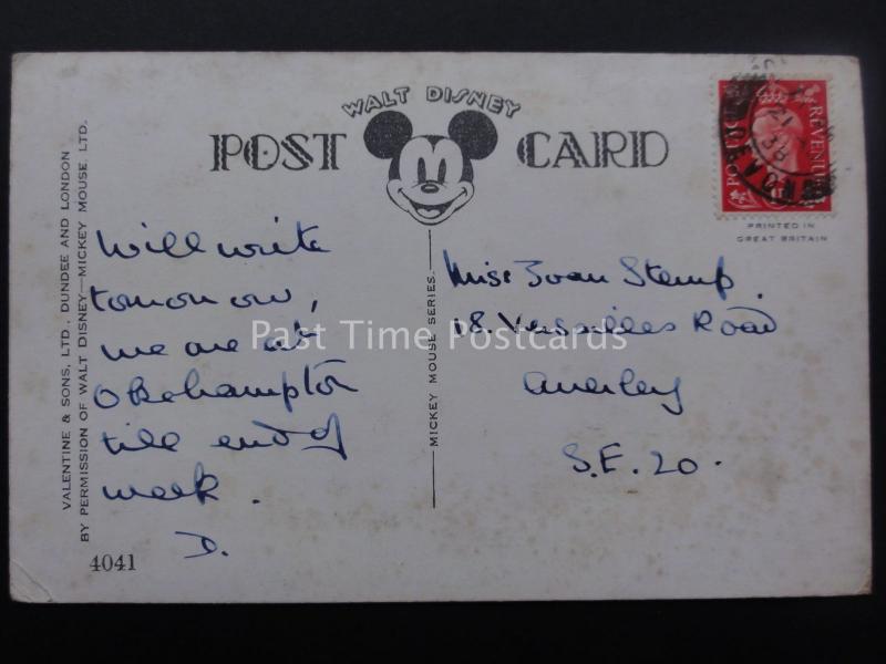 Walt Disney MICKEY MOUSE & DONALD DUCK & GOOFY PLAYING CRICKET c1938 Postcard