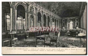 Old Postcard Palace of Versailles Hall of Mirrors was or sign Treaty of Peace...