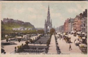 Scotland Edinburgh Princes Street Showing The Castle & Scotts' Monument