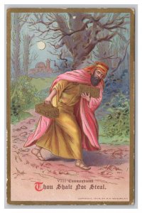 VIII Commandment Thou Shalt Not Steal Religious Embossed Postcard