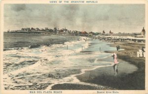 Argentina Buenos Aires hand colored Ma Del Plata Beach C-1910 Postcard 22-8847