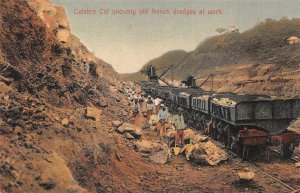 PANAMA CANAL ZONE CULEBRA CUT FRENCH DREDGES AT WORK POSTCARD (c. 1910)