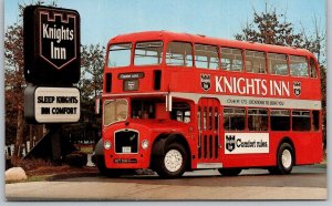 Knights Inn Motel 1970s Advertising Postcard Bristol Double Decker Bus