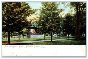 1912 Park And Bath Houses Richfield Springs New York NY Posted Trees Postcard