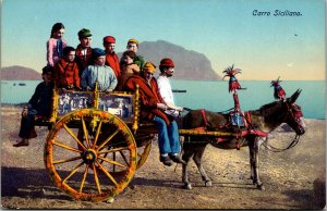 Vtg Italy Carro Siciliano Sicilian Wagon Donkey Horse Drawn 1910s Postcard