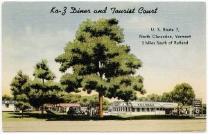 North Clarendon VT KO-Z Diner Tourist Court Linen Postcard