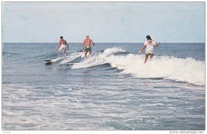 Surfing Scene , TOMS RIVER , New Jersey , 50-60s ; 3 people surfing