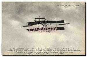 Old Postcard Jet Aviation's flight on Curtiss biplane Curtiss Price Harring G...