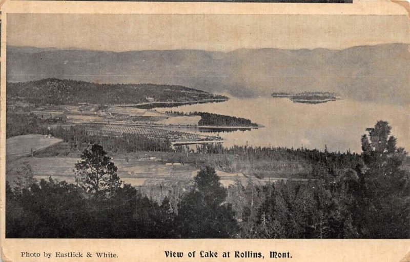 Rollins Montana Birds Eye View of Lake Vintage Postcard AA105382
