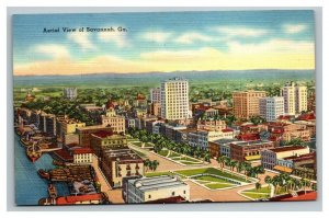 Vintage 1940's Postcard Aerial View of The Skyline of Savannah Georgia