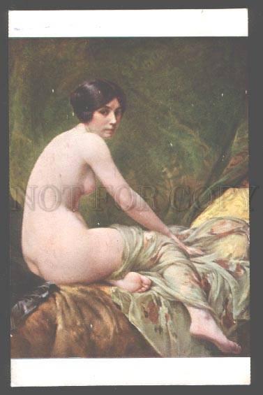 101234 NUDE Young Woman on Sofa by PENOT vintage SALON PC