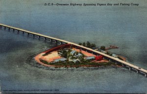 Florifa Keys Overseas Highway Spanning Pigeon Key and Fishing Camp 1949 Curteich