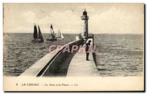 Old Postcard Croisic La Jetee And The Lighthouse Yacht