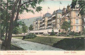 1904 Baden-Baden Hôtel Stephanie Oos River German Posted Postcard