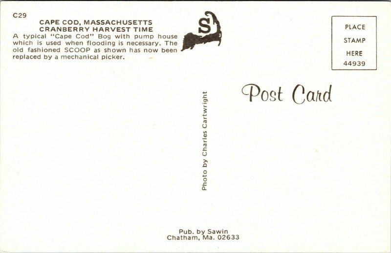 Cape Cod Massachusetts MA Cranberry Harvest Time Pump House VTG Postcard UNP 