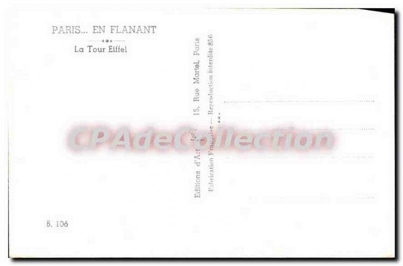 Postcard Old Paris Strolling In The Eiffel Tower