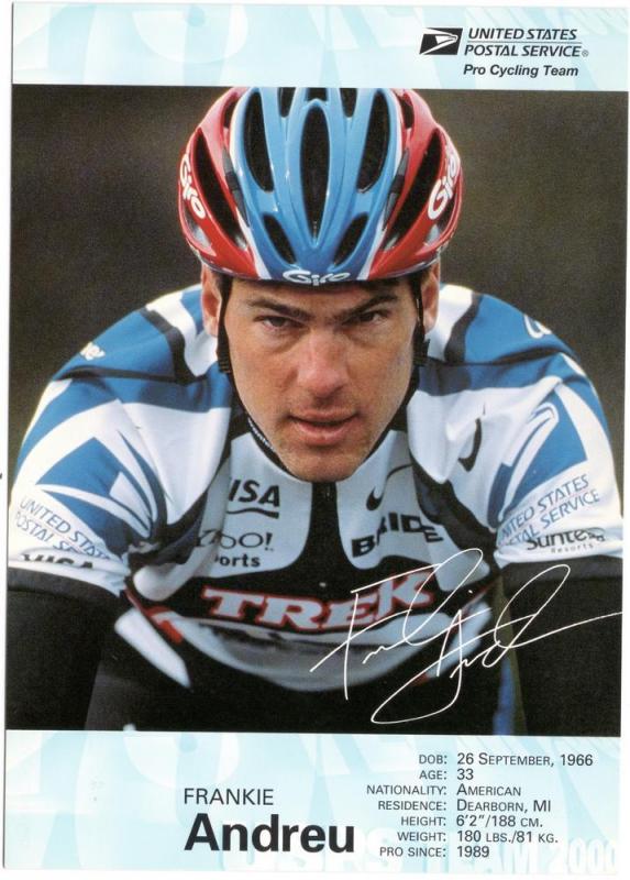 USPS Pro Cycling Team - Post Card - Frankie Andreu - Mint