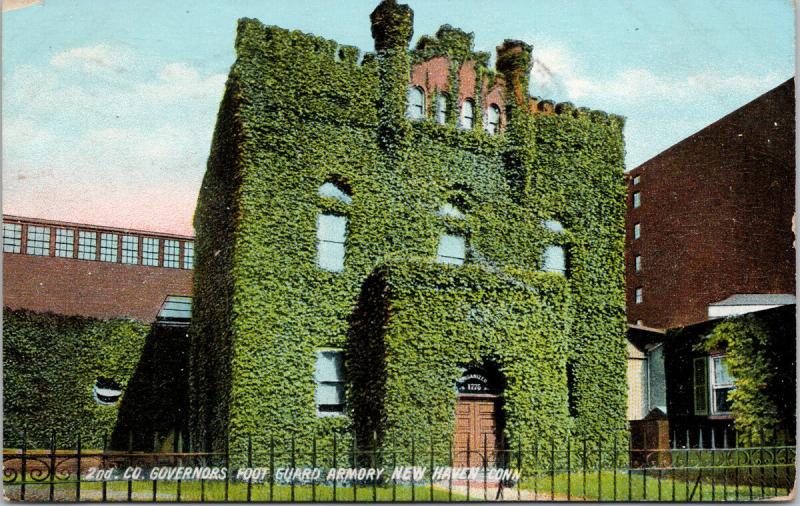 2nd Co. Governors Foot Guard Armory New Haven CT Conn c1909 Postcard E39