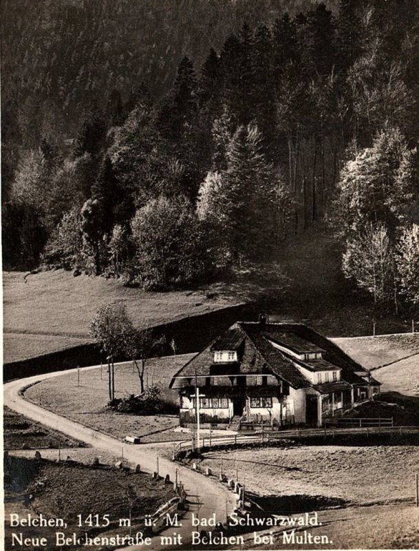 1930s BLACK FOREST BELCHEN COTTAGE IN VALLEY RPPC POSTCARD P176