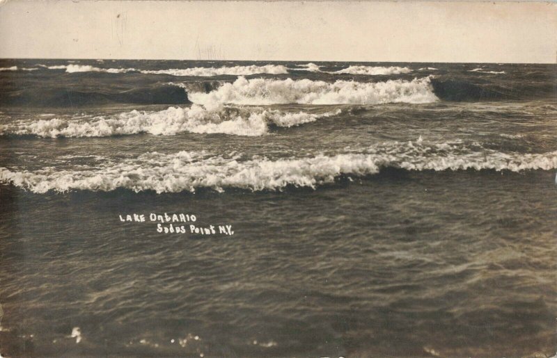 c.1907-15 Real Photo Lake Ontario Sodus Point, N.Y. Waves Crashing RPPC 10C1-433